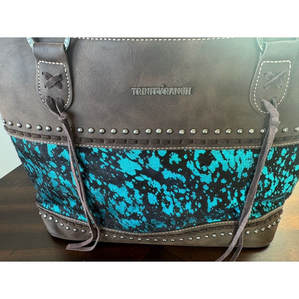 Trinity Ranch Western Handbag Concealed Carry Brown with Turquoise Accents